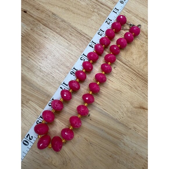 J. Crew Chunky Beaded Pink Statement Necklace With Gold-Tone Accents & Lobster C - Picture 2 of 10